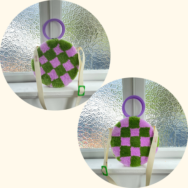 Checkie Tufted Bag (pesto and lavender)